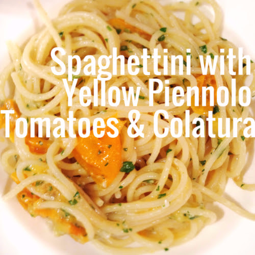 spaghettini with yello tomatoes and colatura