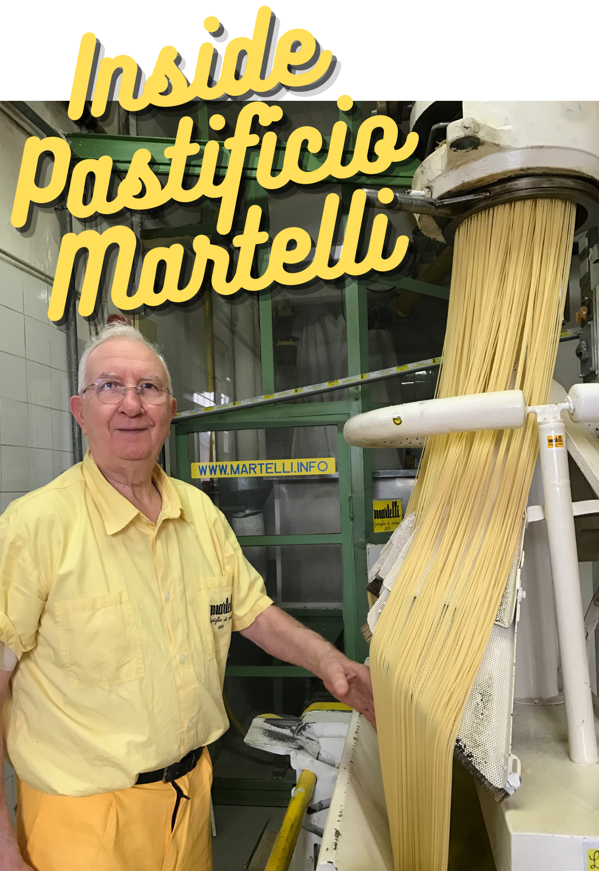 Inside pastificio Martelli spaghetti drying