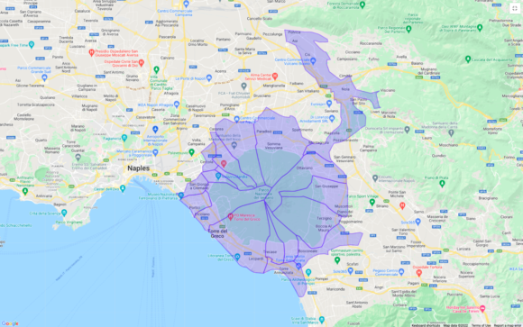 Map of DOP Piennolo Tomato Area in Italy