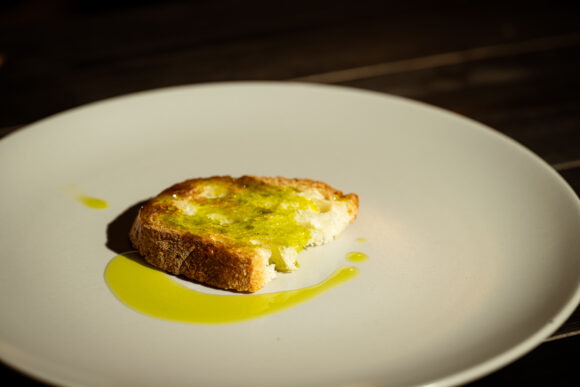 a slice of bread with olive oil