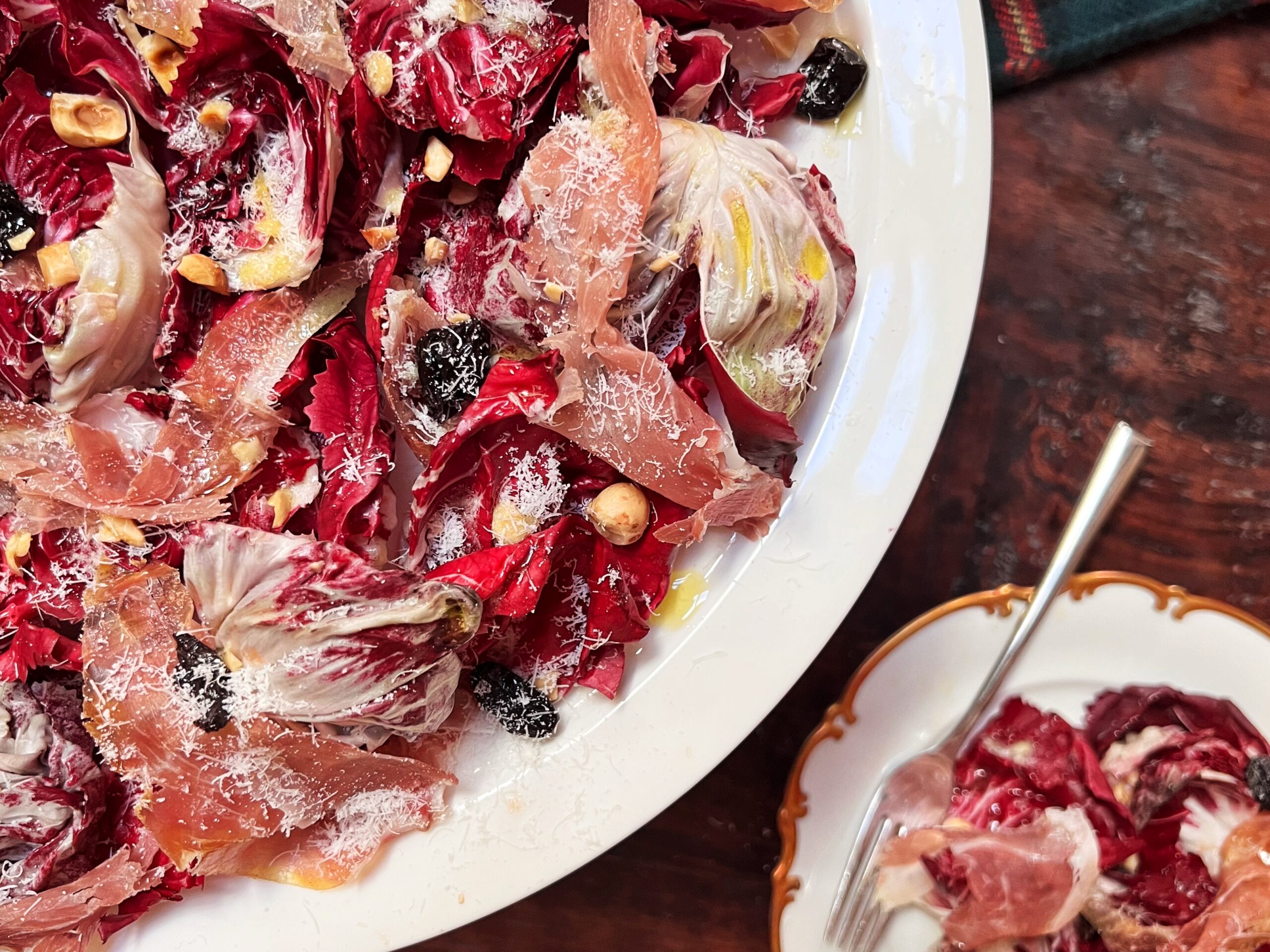 radicchio salad, hazelnuts, dried cherries