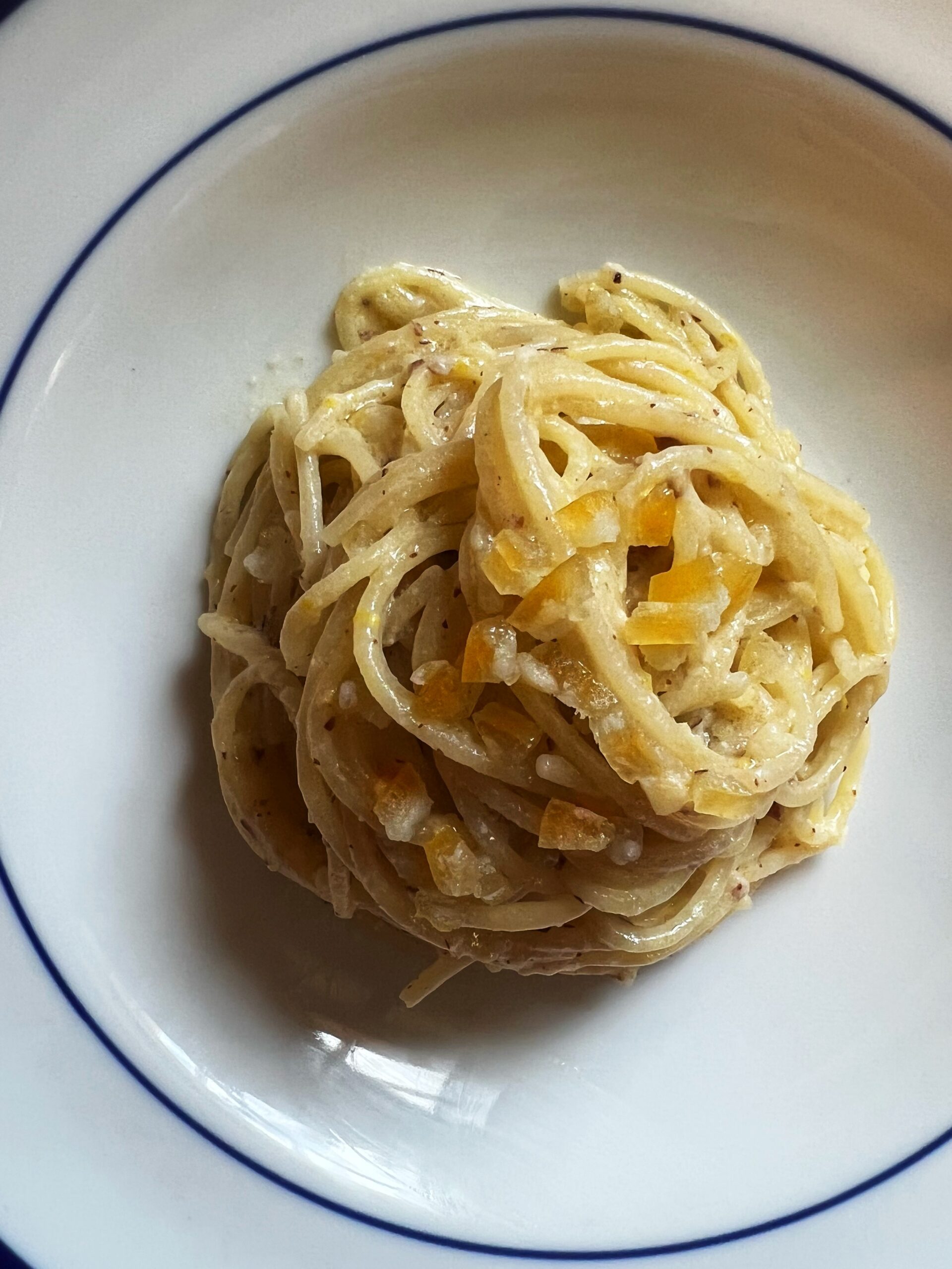 Lemon Almond Pasta on a white plate