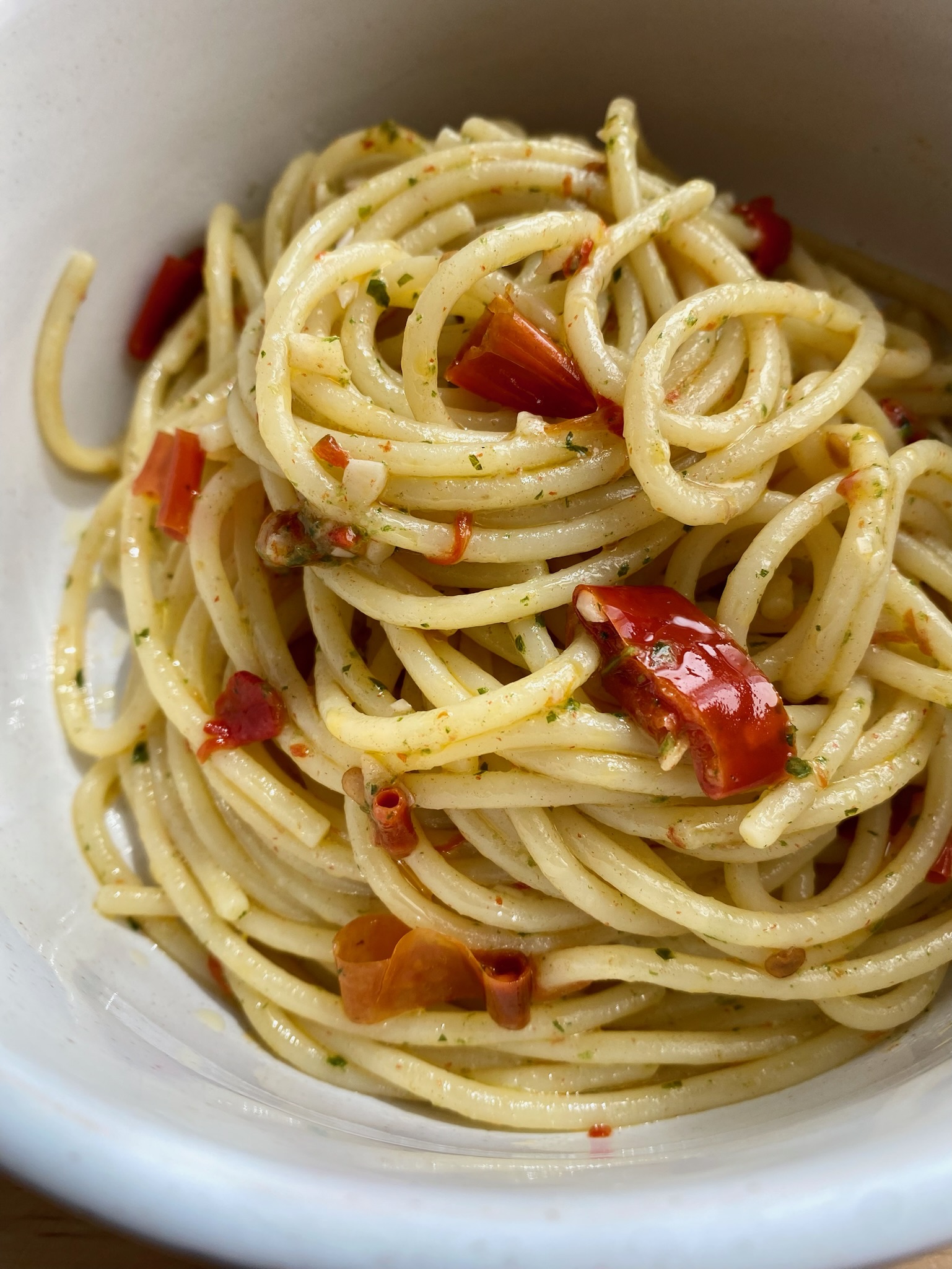 spaghetti faella aglio olio peperoncino maida