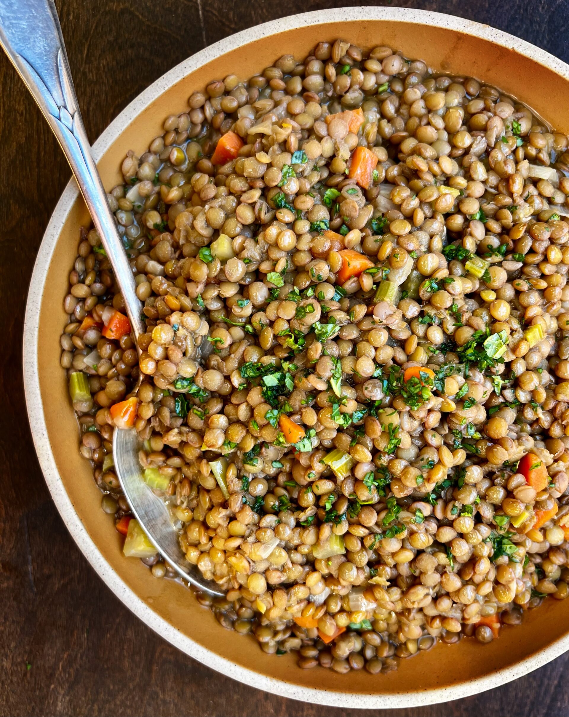 bowl of cooked lentils