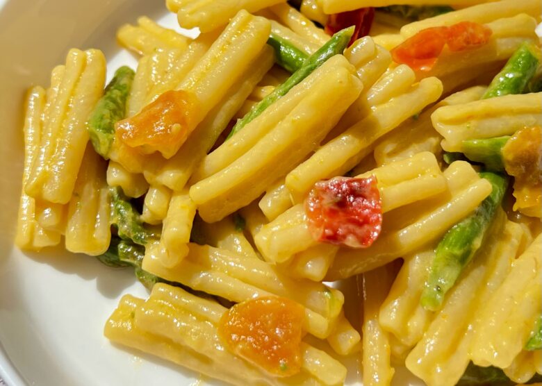 caserecci pasta faella mullet bottarga asparagus