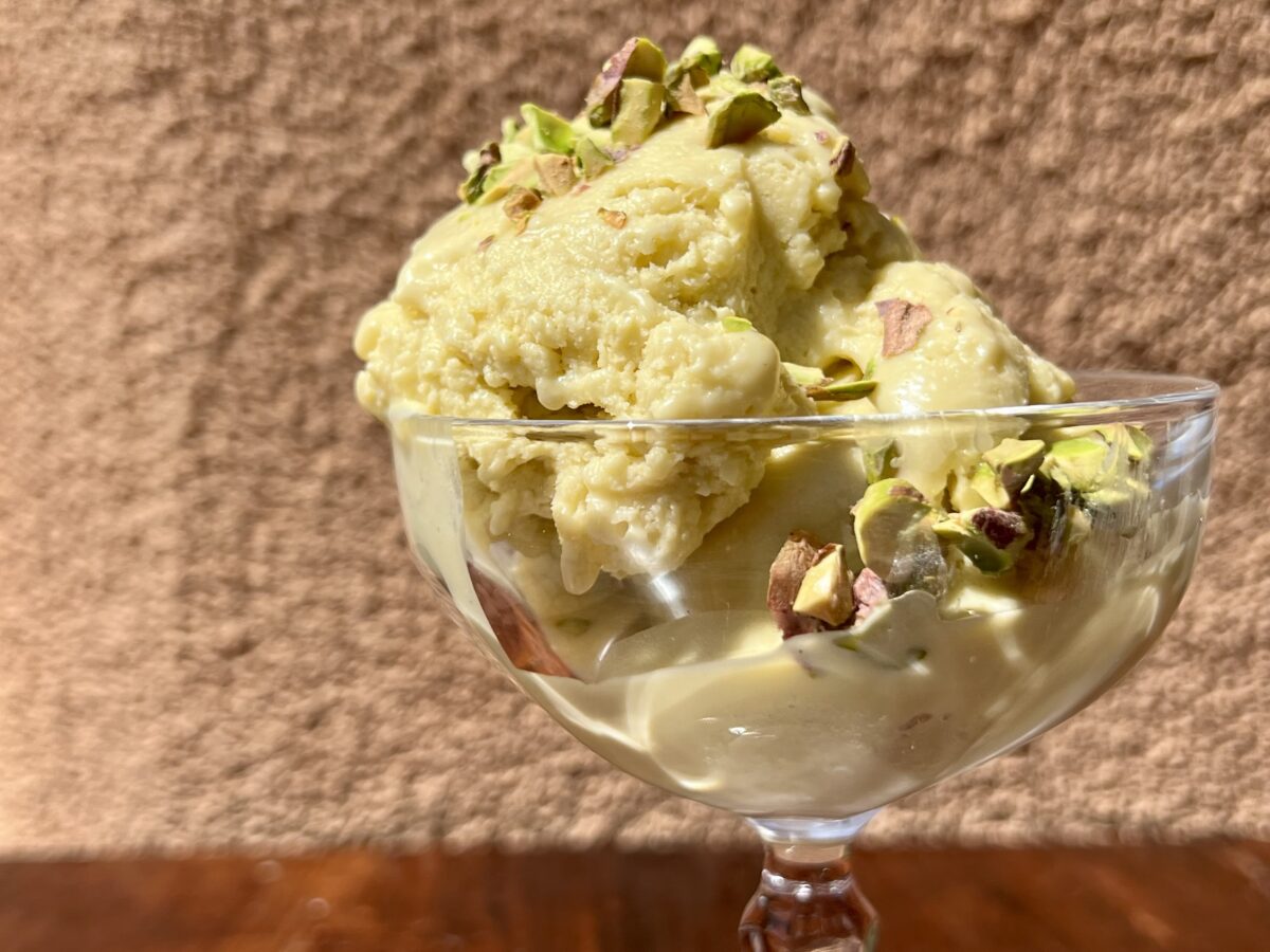homemade pistachio gelato