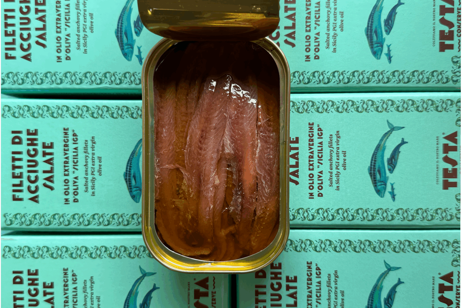 tinned anchovies from sicily in extra virgin olive oil
